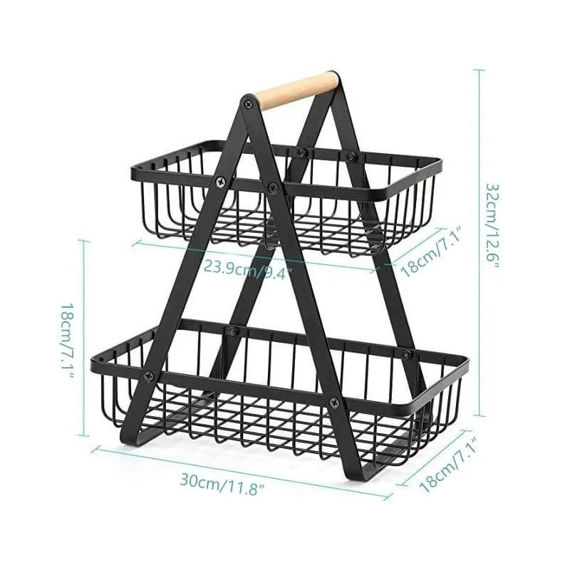 Cesta Organizadora Fruteira de Mesa 2 Andares Lenogue
