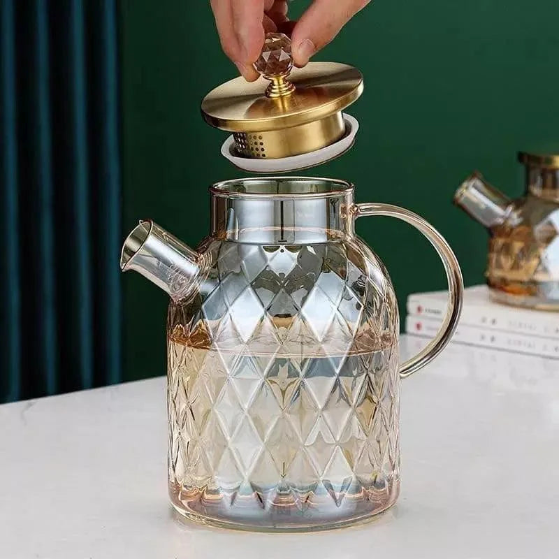 Chaleira de Vidro Borossilicato com Tampa Diamond Inox para Chá Lenogue 1.8 Litros