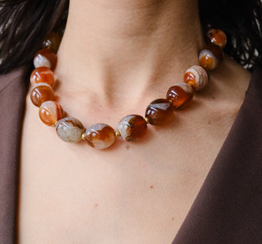 Cocoa Marble Necklace Gold - Things I Like Things I Love