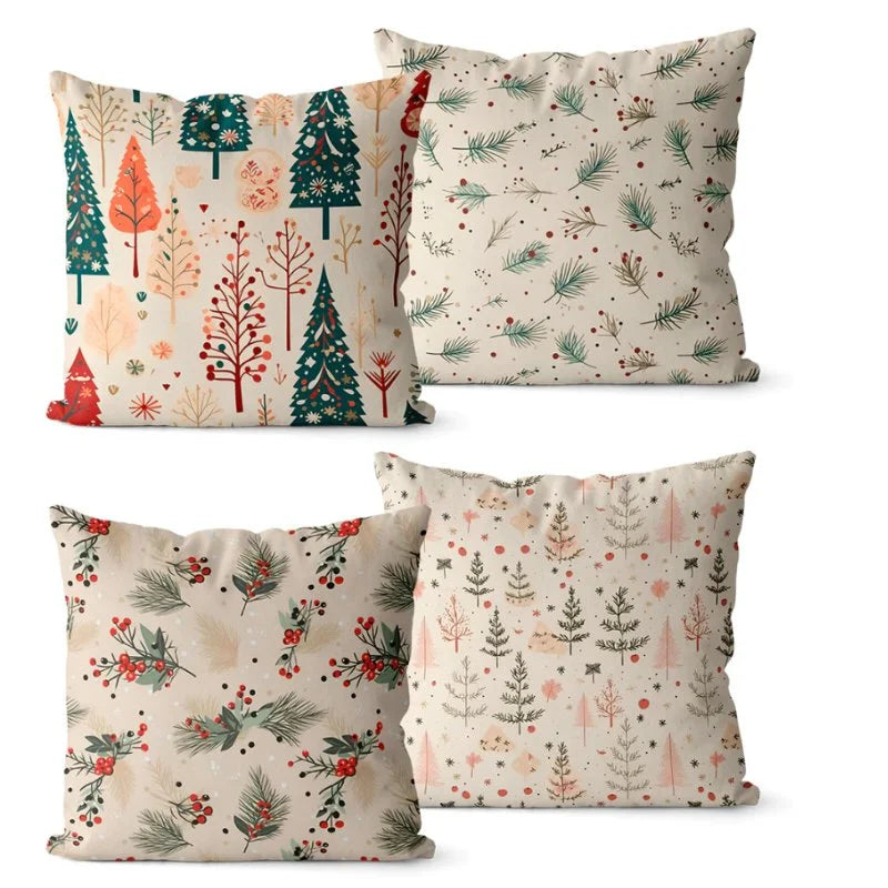 Conjunto 4 Capas de Almofadas Natalinas para Decoração Lenogue