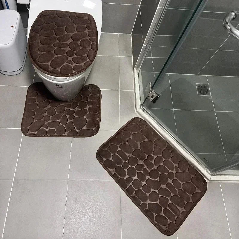 Conjunto de Tapetes Antiderrapantes 3 Peças para Banheiro Absorvente Lenogue
