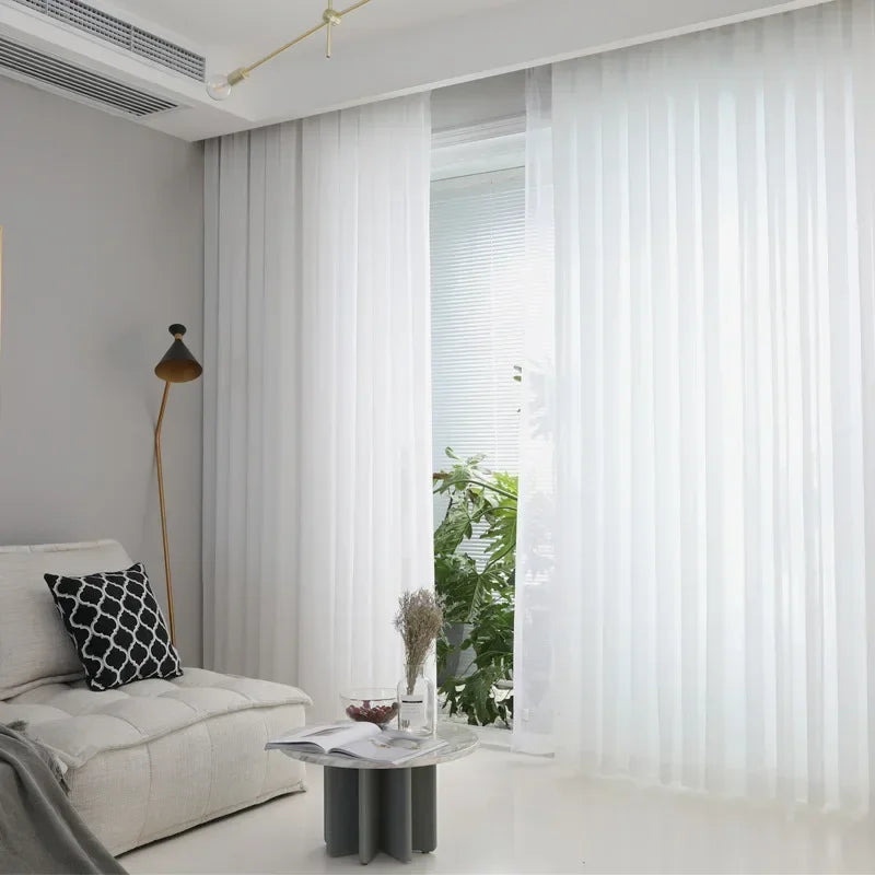 Cortina de Tule Branco Chiffon Super Leve para Sala e Quarto Lenogue / 100 x 100cm