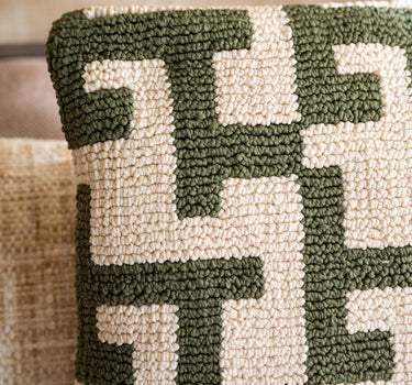 Cushion Geometric Weave Green - Things I Like Things I Love