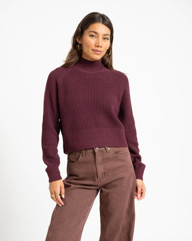 Dara High Neck Knit Fig - Things I Like Things I Love