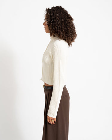 Dara Zip Knit Cardigan Eggnog - Things I Like Things I Love