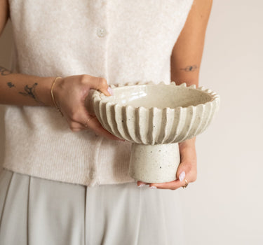 Deco Bowl on Foot Ceramic Speckled - Things I Like Things I Love