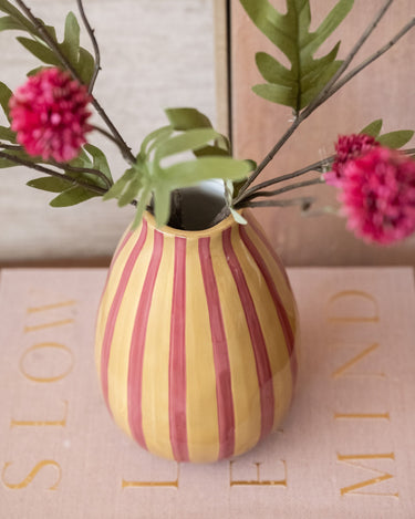 Deco Vaas Lana Gestreept Roze - Things I Like Things I Love