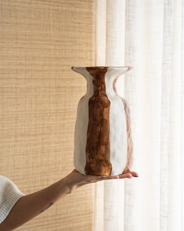 Deco Vase Larisa Ceramic Striped - Things I Like Things I Love