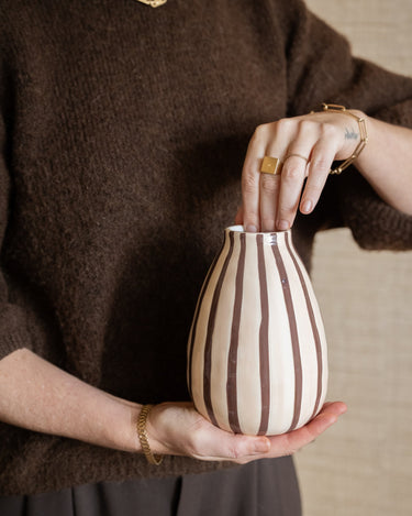 Deco Vase Stripe Brown - Things I Like Things I Love