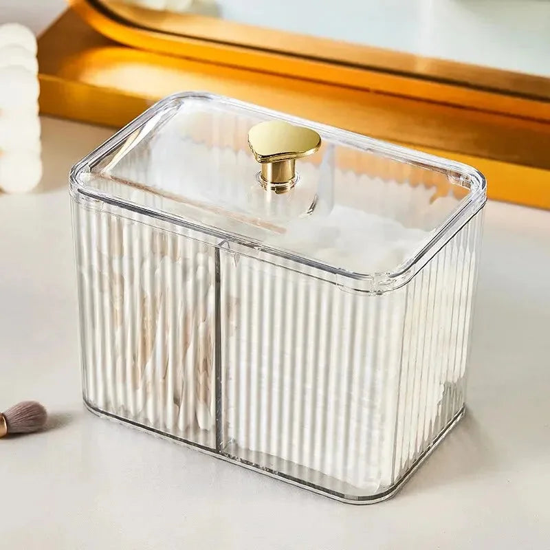 Dispensador Acrílico com Divisórias para Cotonetes Lenogue Transparente