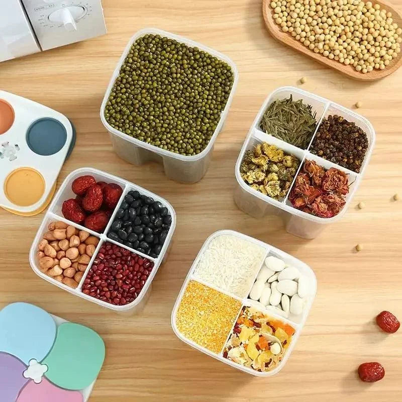 Dispensador de Alimentos e Cereais com 4 Divisórias para Cozinha Lenogue