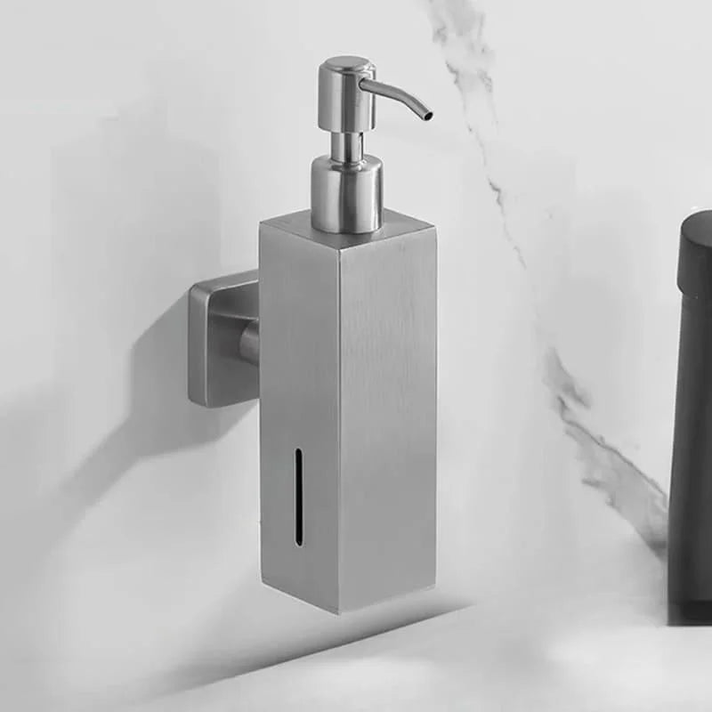 Dispenser de Sabonete Líquido em Aço Inox para Banheiro e Cozinha Lenogue Prata (quadrado)