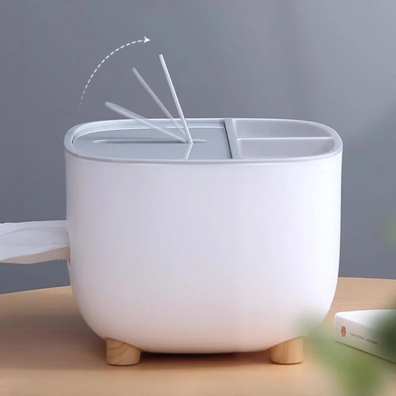 Dispenser Porta Lenço e Papel com Compartimento Multifuncional para Banheiro Lenogue