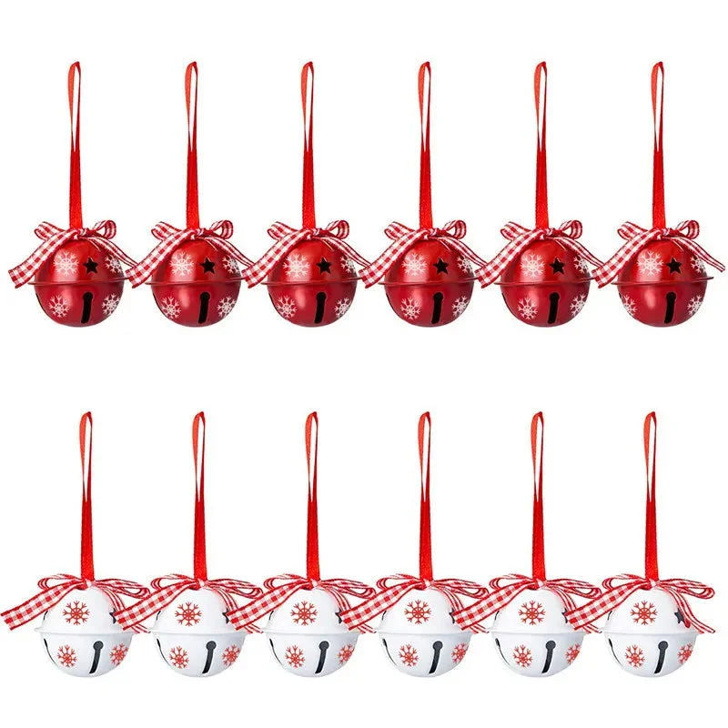 Enfeites de Natal de Metal com Sinos e Flocos de Neve Lenogue Floco de Neve / 12 Peças (40 mm)