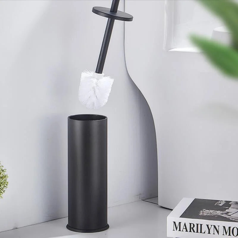 Escova Sanitária de Alumínio com Suporte para Banheiro Lenogue Preto