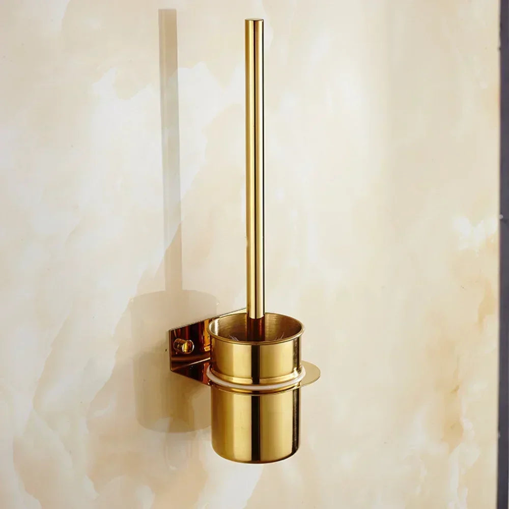 Escova Sanitária Inox com Cerdas de Nylon Fixação na Parede Lenogue Dourado