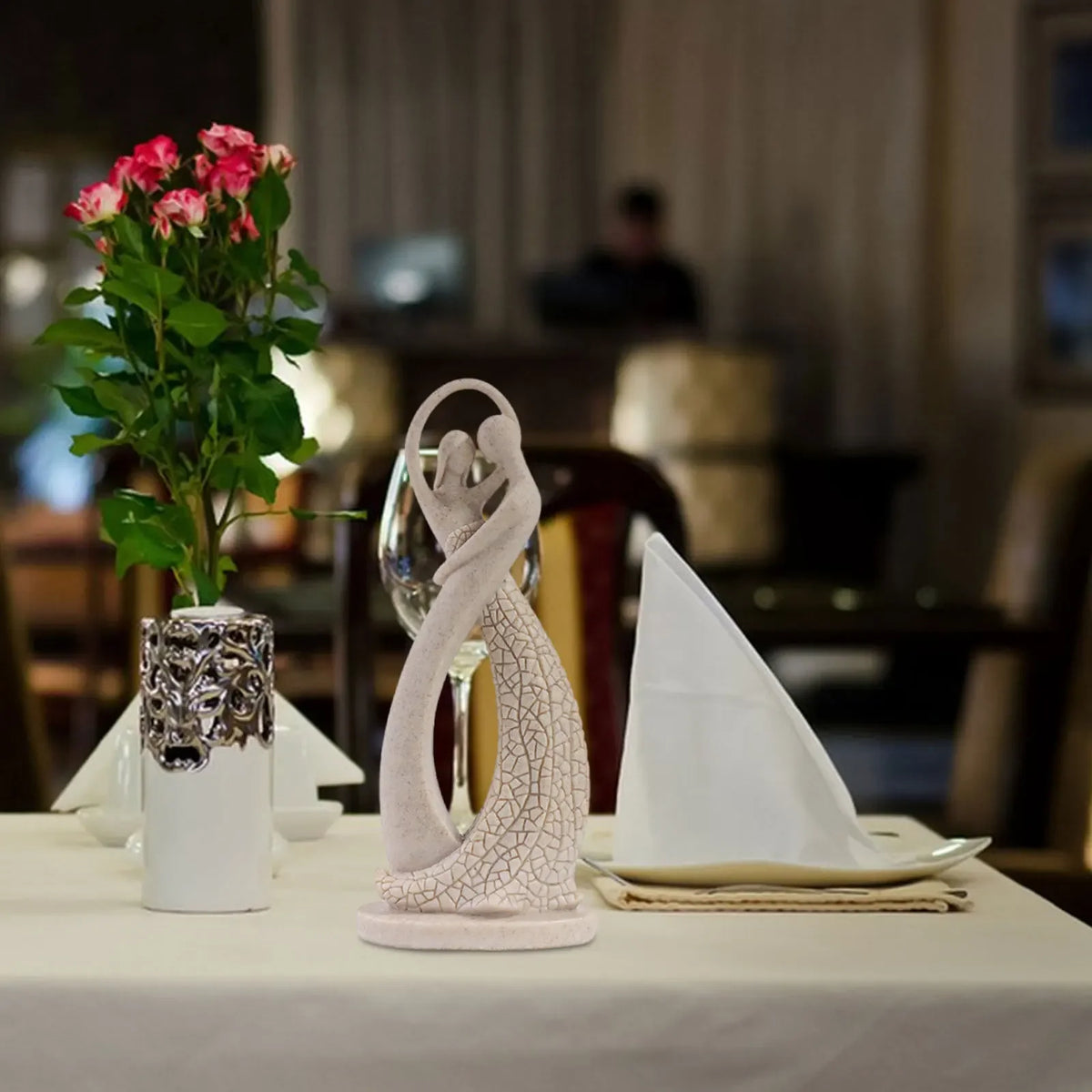 Escultura Abstrata de Casal para Mesa e Decoração Moderna Lenogue