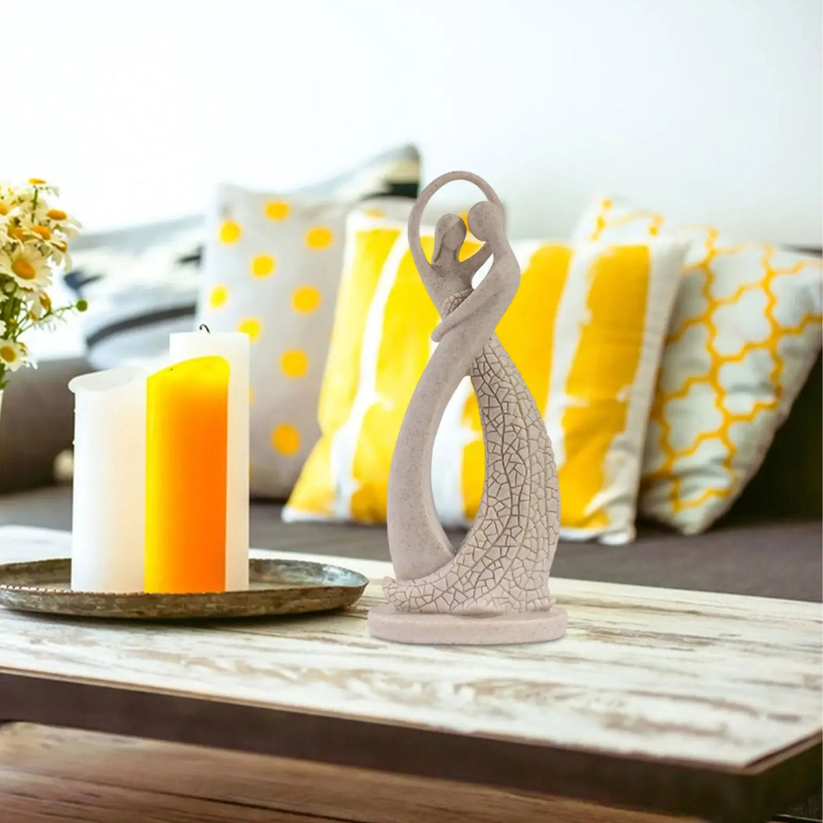 Escultura Abstrata de Casal para Mesa e Decoração Moderna Lenogue