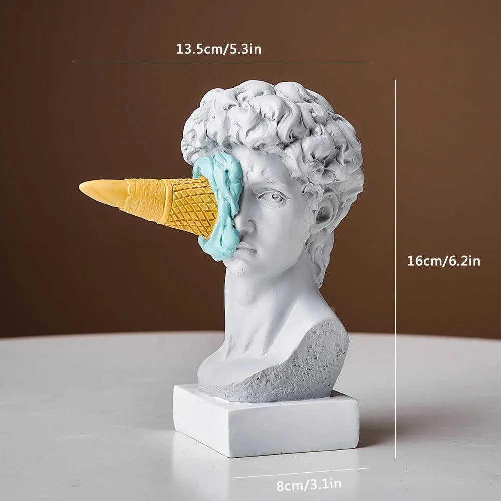 Escultura David de Sorvete Pós-moderno em Resina para Decoração Lenogue Mod.