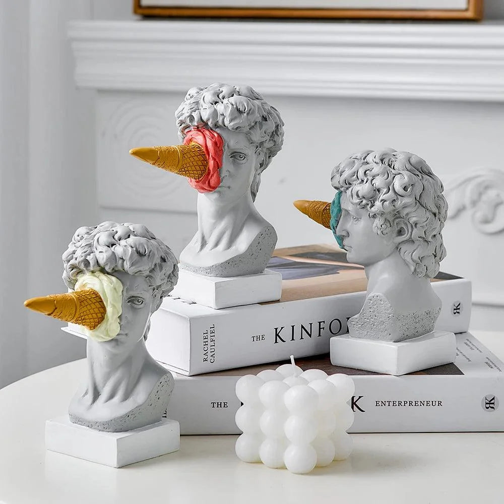 Escultura David de Sorvete Pós-moderno em Resina para Decoração Lenogue