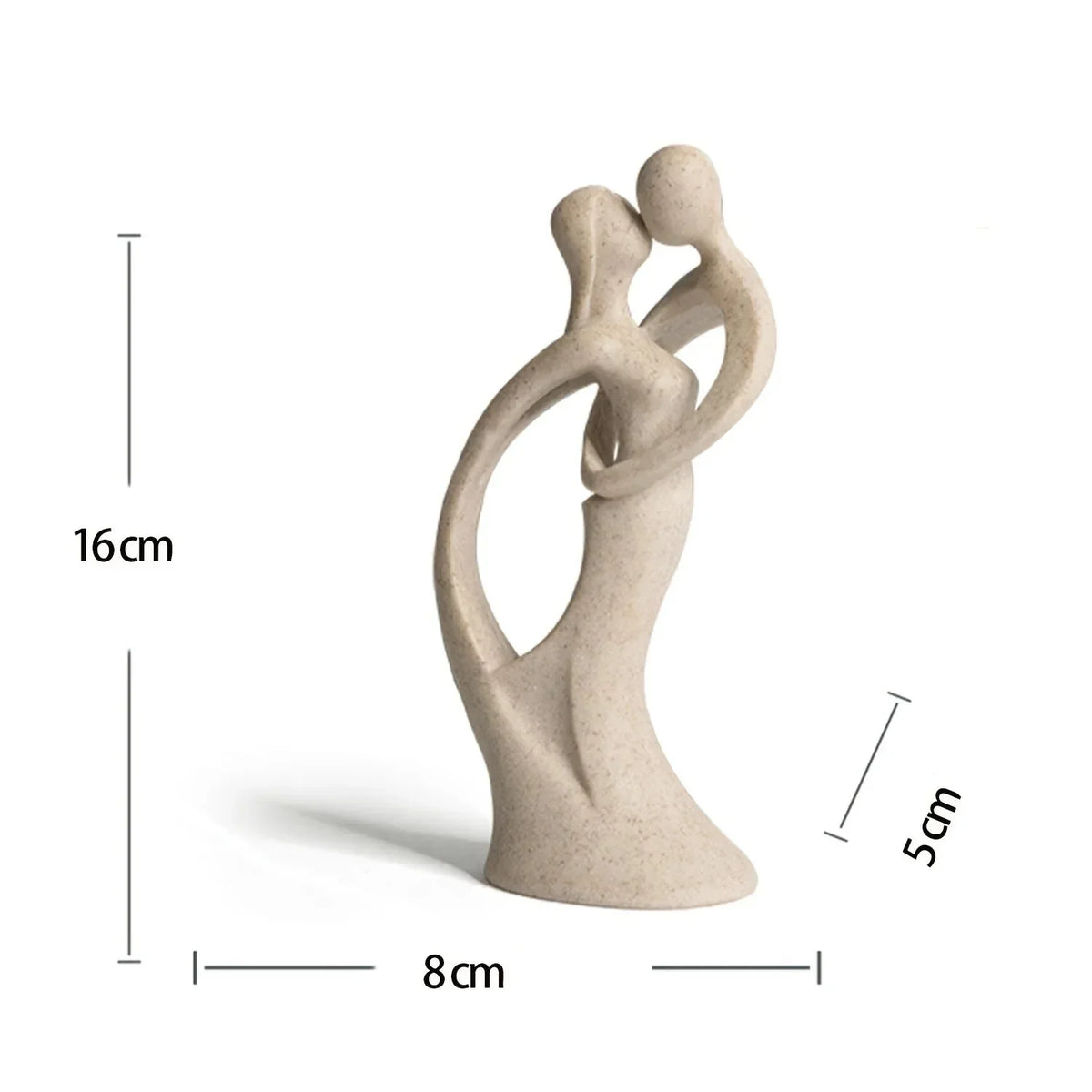 Escultura de Casal em Arenito Natural Feita à Mão para Sala Lenogue Bege