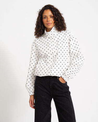 Essa Dot Jacket Bright White/Black - Things I Like Things I Love