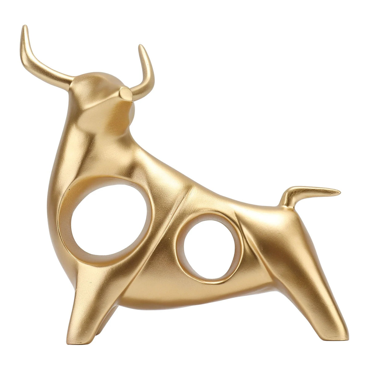Estátua de Touro Dourado Abstrata em Resina para Decoração Lenogue