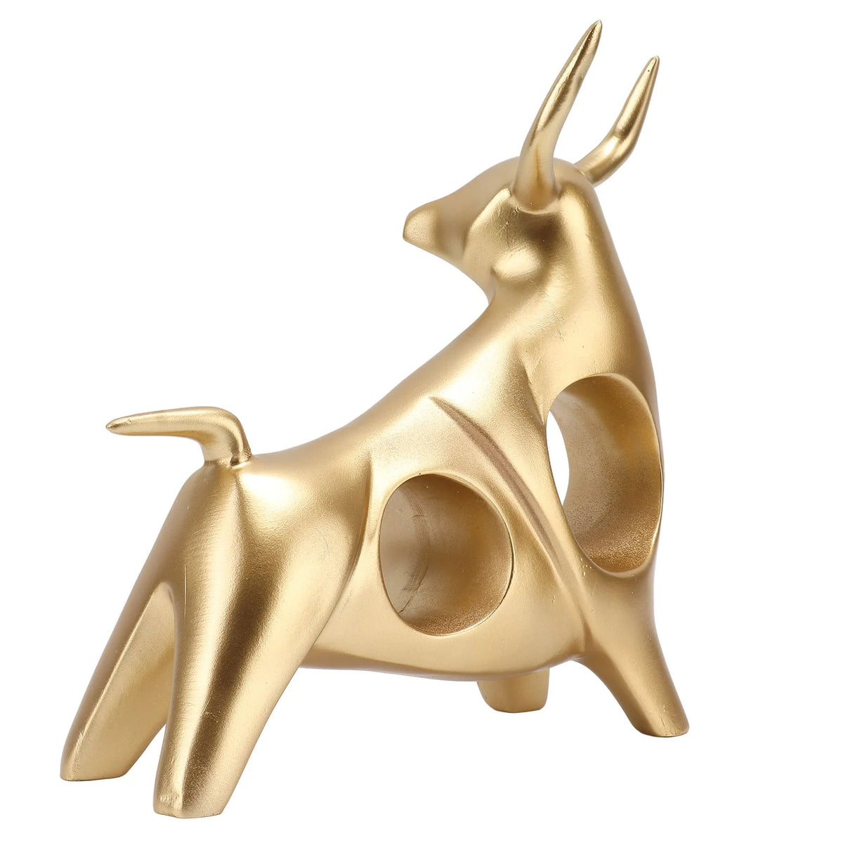 Estátua de Touro Dourado Abstrata em Resina para Decoração Lenogue