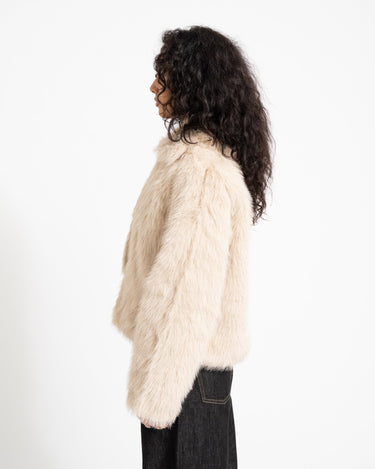 Evie Fur Jacket Oatmeal - Things I Like Things I Love