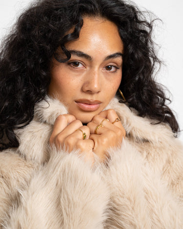 Evie Fur Jacket Oatmeal - Things I Like Things I Love