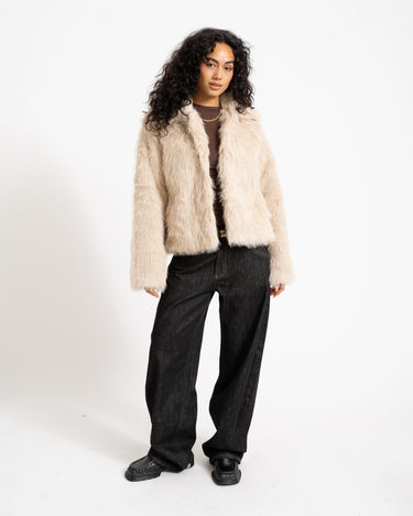 Evie Fur Jacket Oatmeal - Things I Like Things I Love