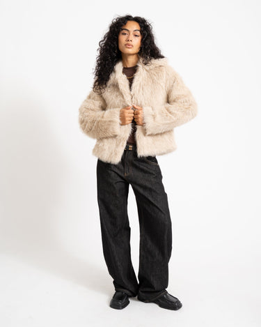Evie Fur Jacket Oatmeal - Things I Like Things I Love