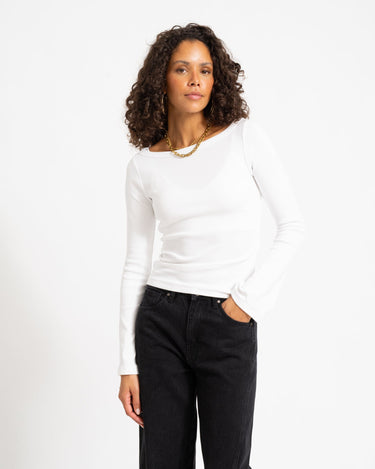 Fifi Boatneck Wide Top Bright White - Things I Like Things I Love