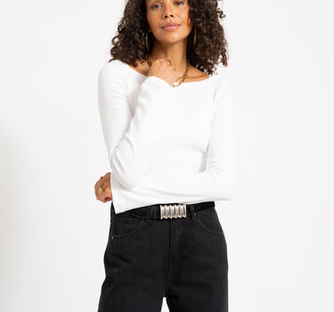 Fifi Boatneck Wide Top Bright White - Things I Like Things I Love