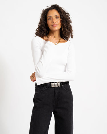 Fifi Boatneck Wide Top Bright White - Things I Like Things I Love