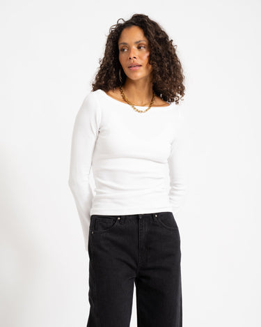 Fifi Boatneck Wide Top Bright White - Things I Like Things I Love