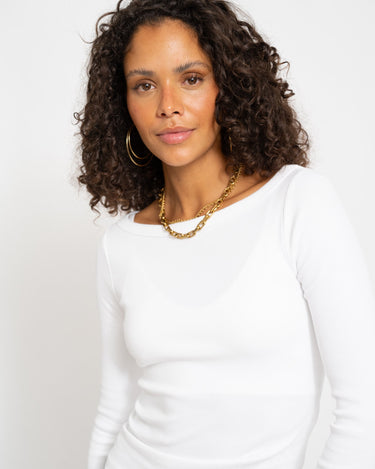 Fifi Boatneck Wide Top Bright White - Things I Like Things I Love