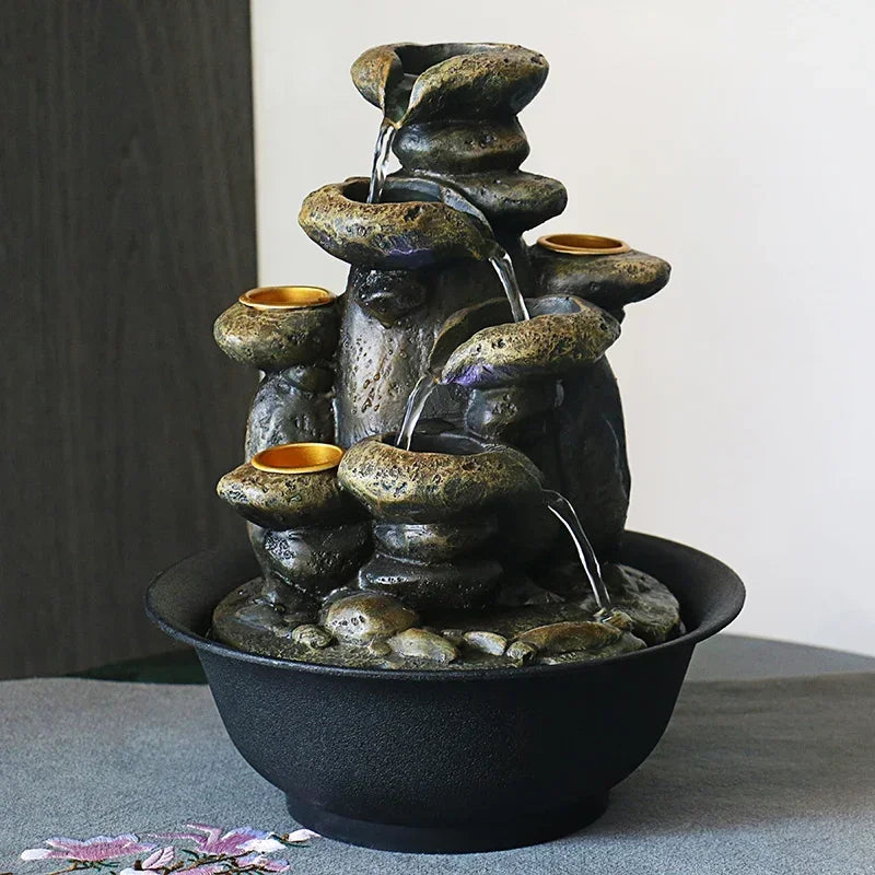 Fonte Decorativa de água em Resina Feng Shui para Sala Lenogue Natural Mod. 02 / 220v