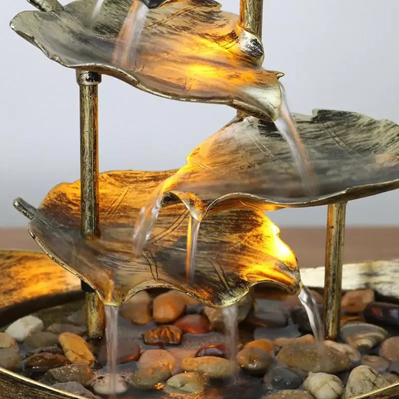Fonte Decorativa de Mesa com Cascata Lótus Led Bomba Usb Lenogue