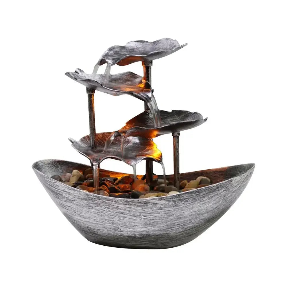 Fonte Decorativa de Mesa com Cascata Lótus Led Bomba Usb Lenogue