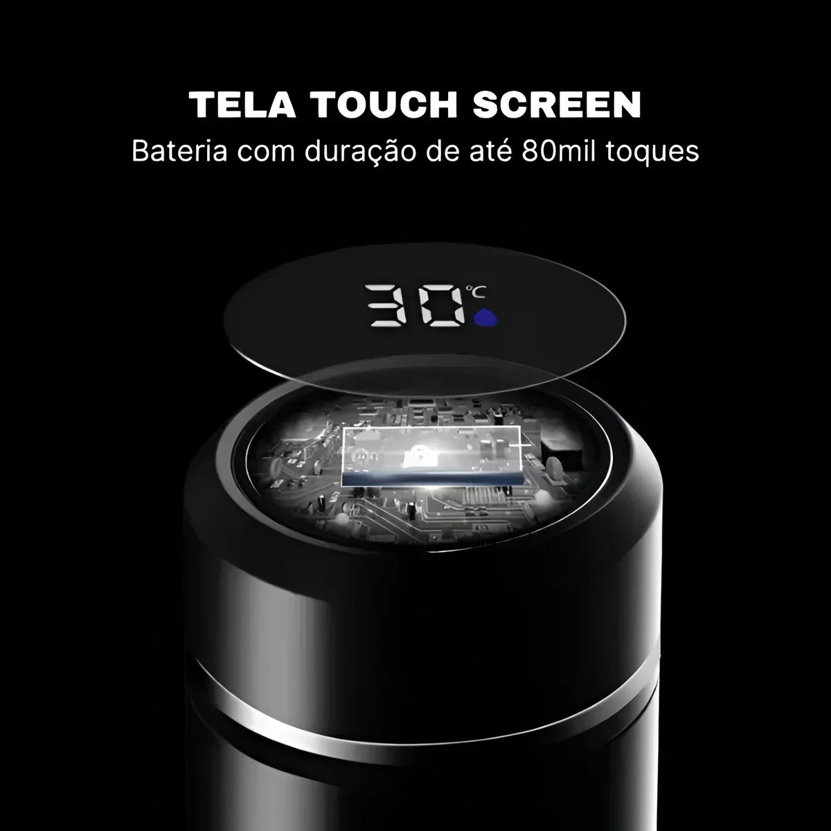 Garrafa Térmica Inox com Sensor de Temperatura Digital Led para Bebidas Lenogue