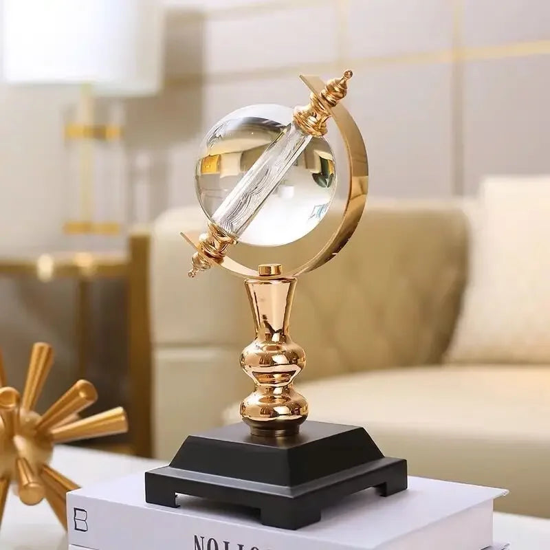Globo de Cristal Europeu Decorativo para Escritório e Sala Lenogue Dourado