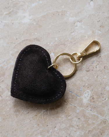 Heart Charm Real Suede Brown - Things I Like Things I Love