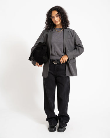 Iris Sleeve Detail Blazer Dark Grey Melange - Things I Like Things I Love