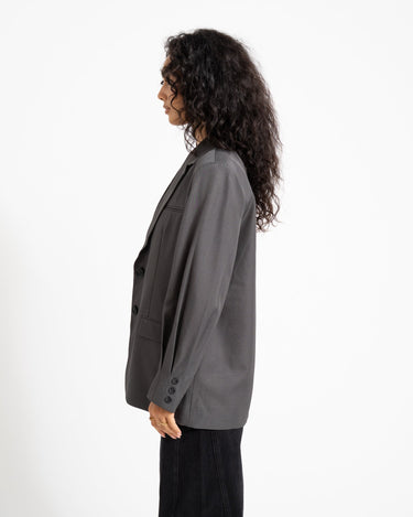 Iris Sleeve Detail Blazer Dark Grey Melange - Things I Like Things I Love