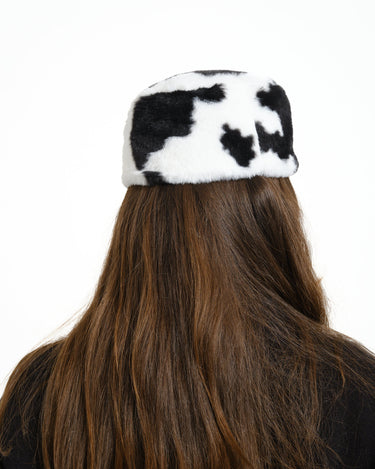 Kangol Faux Fur Topper Spotted Cow Print - Things I Like Things I Love