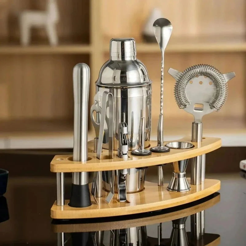 Kit Bartender de Aço Inoxidável com Shaker e Ferramentas Lenogue