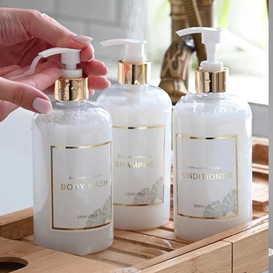 Kit Dispensador de Sabão Líquido 3 Peças para Banheiro Lenogue Transparente