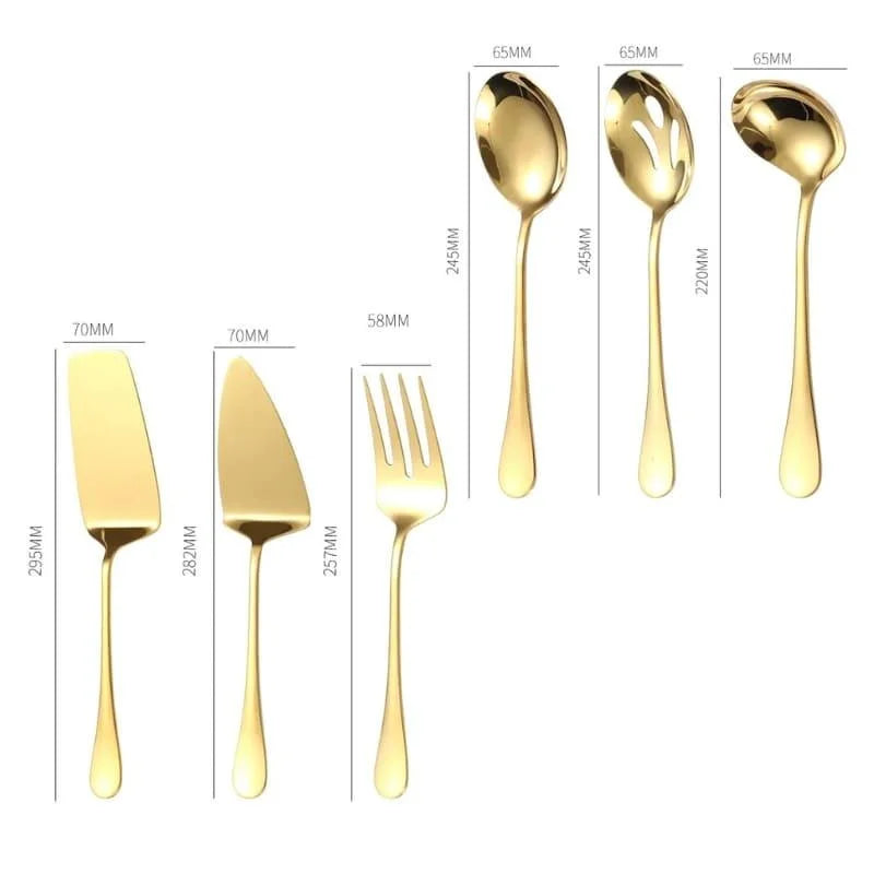 Kit Utensílios de Cozinha 6 Peças em Aço Inox Dourado Lenogue