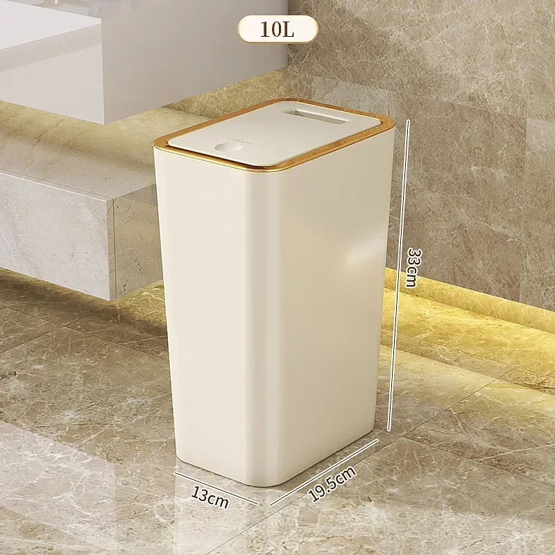 Lixeira com Tampa Pop Up e Vedação Antiodor para Banheiro Lenogue Bege
